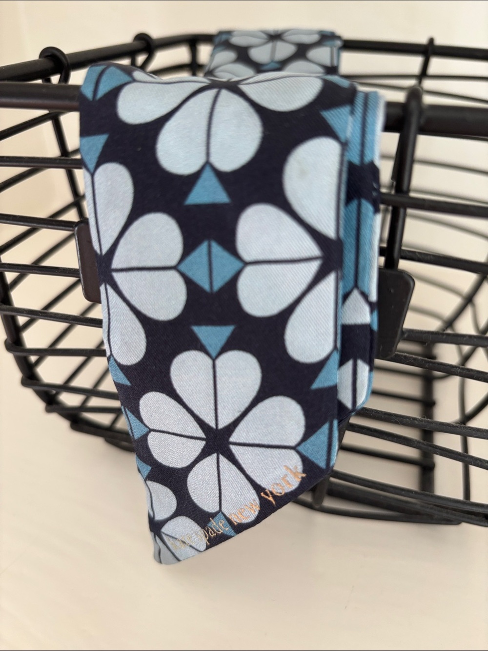 kate spade Navy and Light Blue Floral Pattern bag scarf